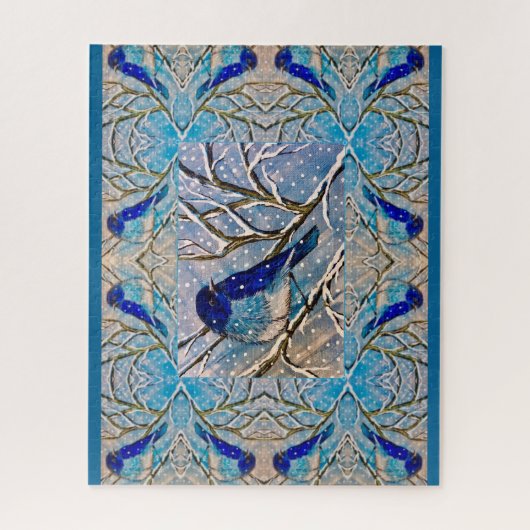 Mountain Bluebird in Snow Puzzle (Vertikal)