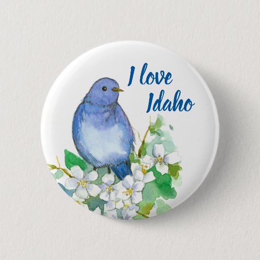 Mountain Bluebird Mock Orange Personalisiert Button (Vorderseite)