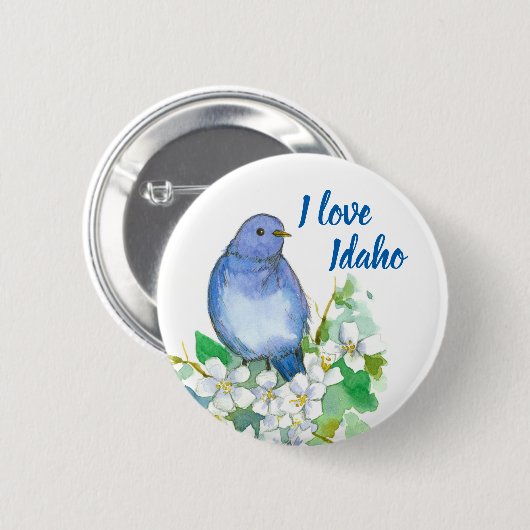 Mountain Bluebird Mock Orange Personalisiert Button (Vorne & Hinten)