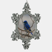 Mountain Bluebird Schneeflocken Zinn-Ornament (Links)