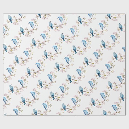 Mountain Bluebirds auf der Zweigstelle Sakura Geschenkpapier (Flach)