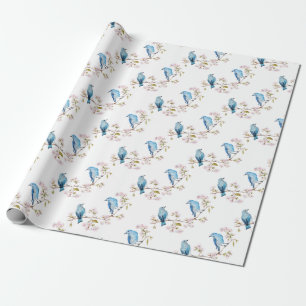 Mountain Bluebirds auf der Zweigstelle Sakura Geschenkpapier
