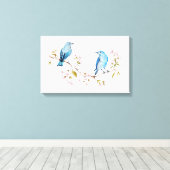 Mountain Bluebirds auf der Zweigstelle Sakura Leinwanddruck (Insitu (Holzboden))
