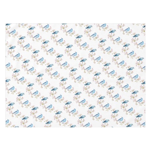 Mountain Bluebirds auf der Zweigstelle Sakura Tischdecke (Vorderseite (Horizontal))