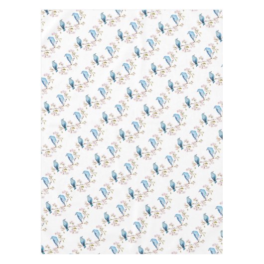 Mountain Bluebirds auf der Zweigstelle Sakura Tischdecke (Vorderseite)