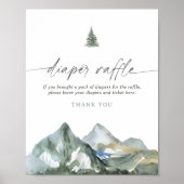 Mountain Boy Baby Dusche Windel Raffle Schild (Vorne)