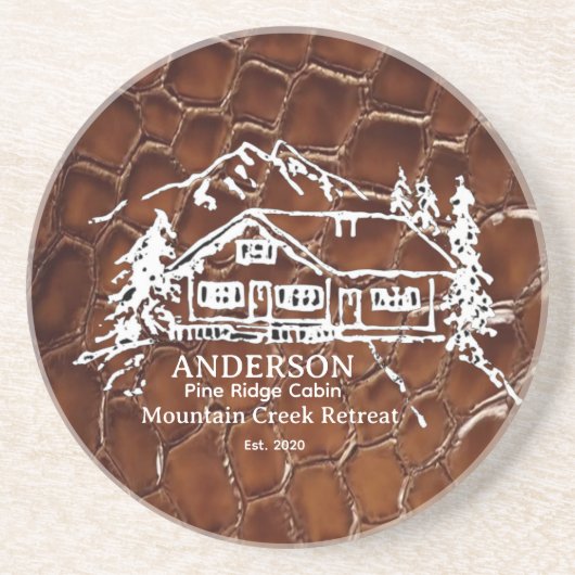 Mountain Cabin Faux Crocodile Leather Doormat Getränkeuntersetzer (Vorne)