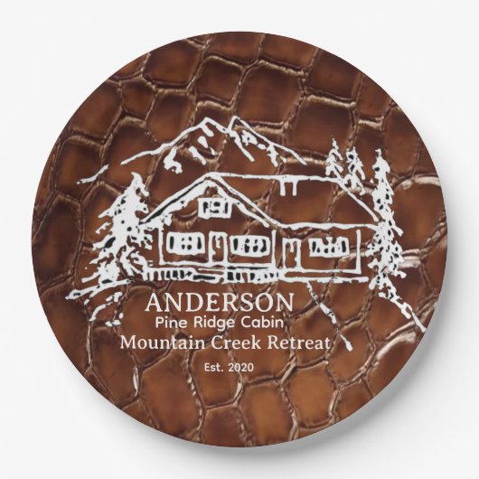 Mountain Cabin Faux Crocodile Leather Doormat Pappteller (Vorderseite)
