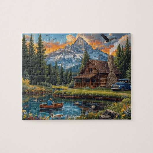 Mountain Cabin Morning Calm Puzzle (Horizontal)