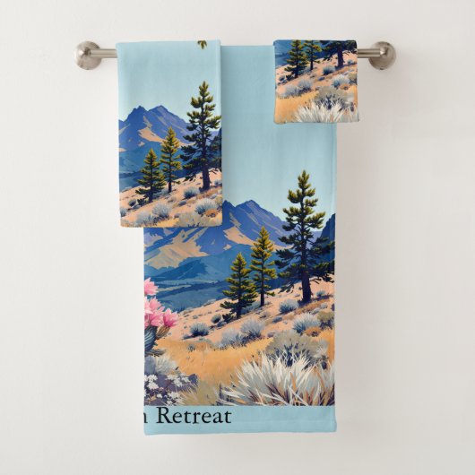 Mountain Cabin Personalize Text Vacation Home Badhandtuch Set (Insitu)