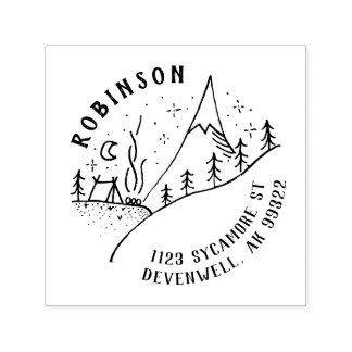 Mountain Camp & Starry Night Sketch Rücksendeadres Permastempel