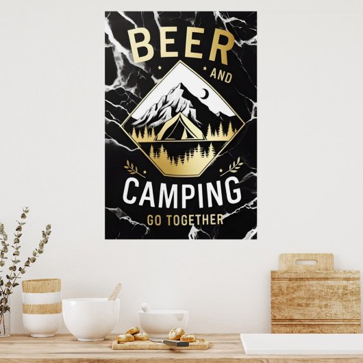Mountain Camping & Beer Poster (Küche)