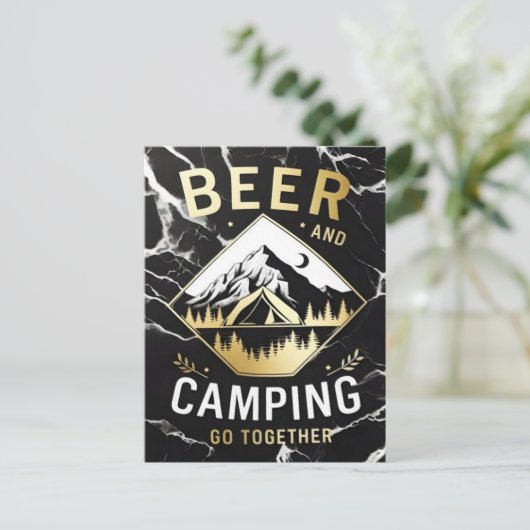 Mountain Camping & Beer Postkarte (Stehend Vorderseite)