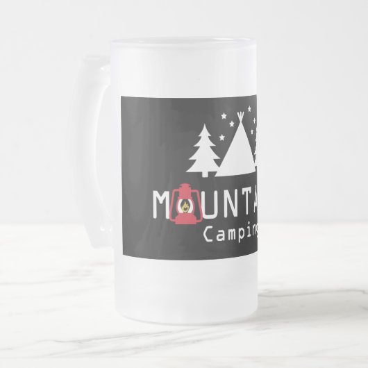Mountain Camping Modernes Abzeichen Mattglas Bierglas (Vorderseite Links)