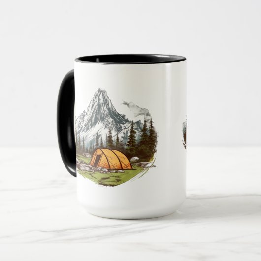 Mountain Camping Scene Nature Tasse (Vorderseite Links)