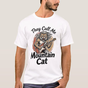 Mountain Cat Vintage Engraving Rock Grafik T-Shirt