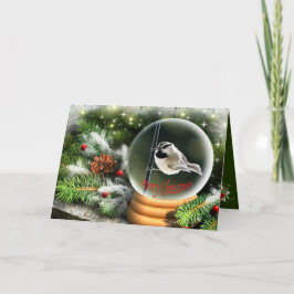 Mountain Chickadee Snow Globe Feiertagskarte