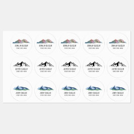 Mountain Circle Sticker Name Labels
