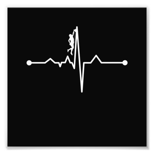 Mountain Climber Heartbeat Rock Climbing Lover Gra Fotodruck (Vorne)