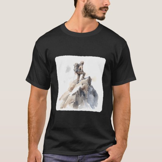 Mountain Climber Reaching Summit Mountaineering To T-Shirt (Vorderseite)