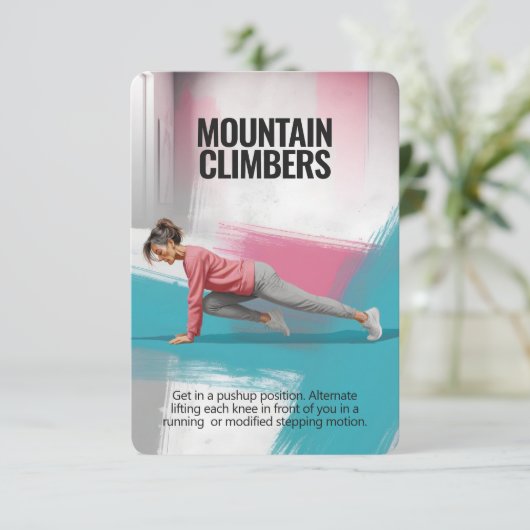 Mountain Climbers Fitness Card mit Blue Backing Save The Date (Stehend Vorderseite)