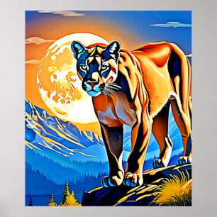 Mountain Cougar: Sonnenuntergang Majestät Poster