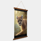 Mountain Cougar Wildlife Portrait Wandteppich Mit Holzrahmen (Gewinkelt)