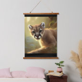 Mountain Cougar Wildlife Portrait Wandteppich Mit Holzrahmen (Schlafzimmer)