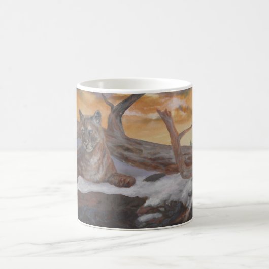 Mountain Cougar Winter Scene Coffee Cup Kaffeetasse (Mittel)