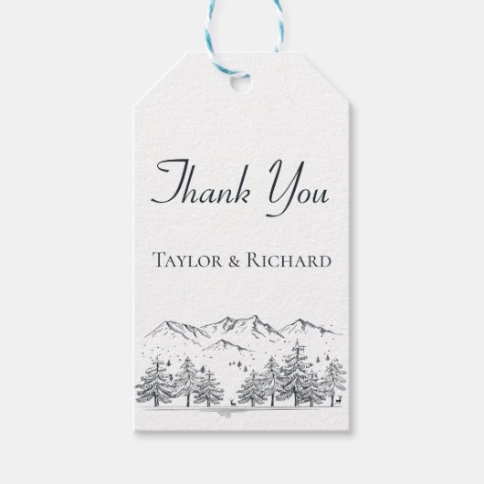 Mountain Danke Winter Nature Wedding Trees Geschenkanhänger (Vorderseite)