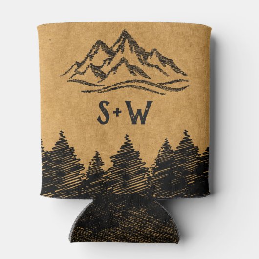 Mountain Destination einfache minimale Hochzeit Dosenkühler (Rückseite)