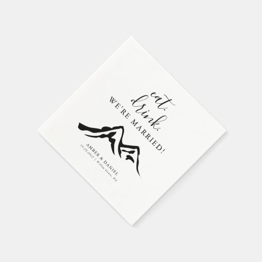 Mountain Eat Drink Wir sind Verheiratet Hochzeit Serviette (Ecke)