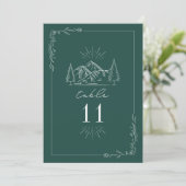 Mountain Emerald Wedding Tischnummer (Stehend Vorderseite)