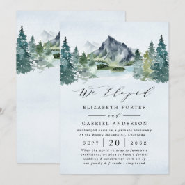 Mountain Evergreen Rustic Trees Wedding Elopement Einladung