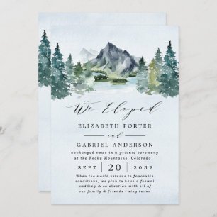 Mountain Evergreen Rustic Trees Wedding Elopement Einladung