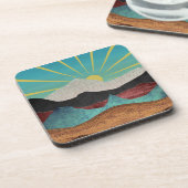 Mountain Fantasy Sunrise Getränkeuntersetzer (Linke Seite)