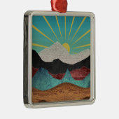 Mountain Fantasy Sunrise Ornament Aus Metall (Rechts)