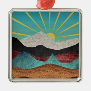 Mountain Fantasy Sunrise Ornament Aus Metall