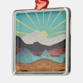 Mountain Fantasy Sunrise Ornament Aus Metall (Links)
