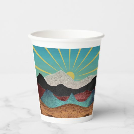 Mountain Fantasy Sunrise Pappbecher (Vorderseite)
