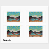 Mountain Fantasy Sunrise Rechteckiger Aufkleber (Blatt)