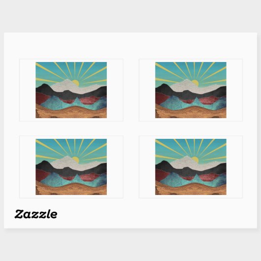 Mountain Fantasy Sunrise Rechteckiger Aufkleber (Blatt)