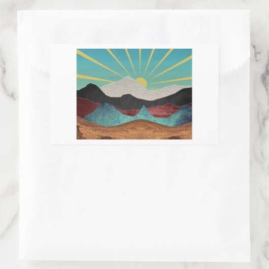 Mountain Fantasy Sunrise Rechteckiger Aufkleber (Tasche)