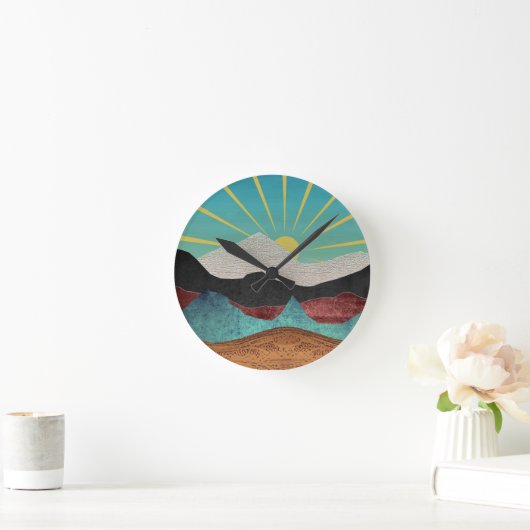 Mountain Fantasy Sunrise Runde Wanduhr (Zuhause)