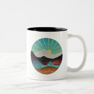 Mountain Fantasy Sunrise Zweifarbige Tasse