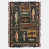 Mountain Fish Woven Blanket Decke (Vorderseite Vertikal)