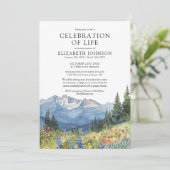 Mountain Floral Celebration Of Life Funeral Einladung (Stehend Vorderseite)