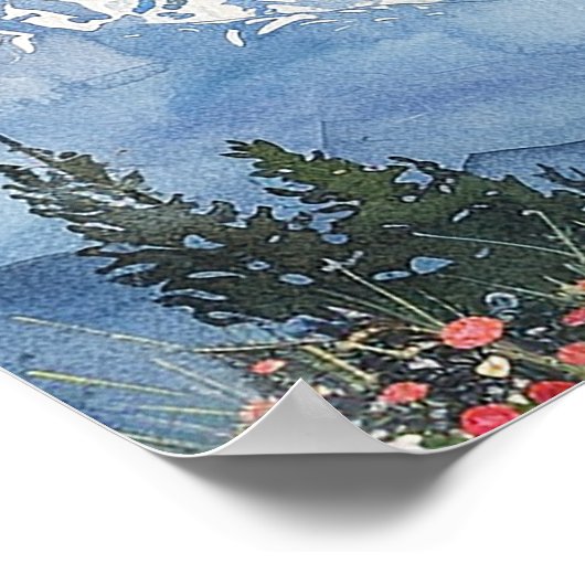 Mountain Floral Emerald Wedding Seating Chart Poster (Ecke)