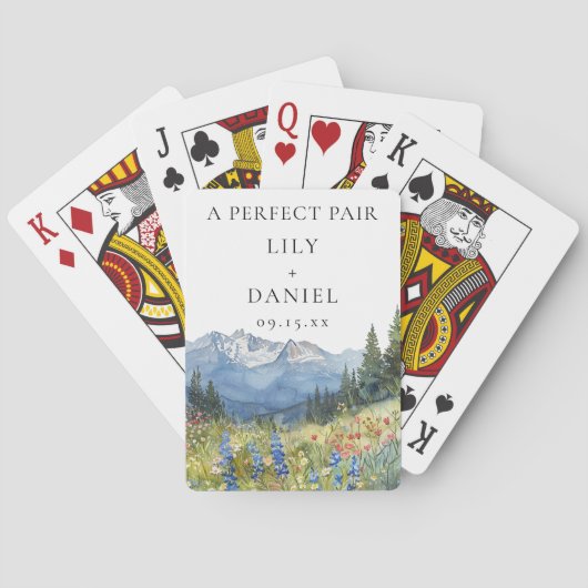 Mountain Floral Wedding Perfect Pair Favor Spielkarten (Rückseite)