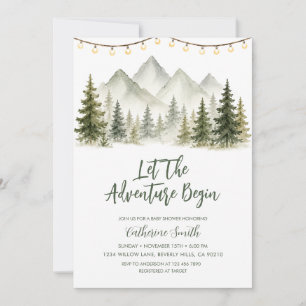 Mountain Forest Abenteuer Beginnt Baby Shower Einladung